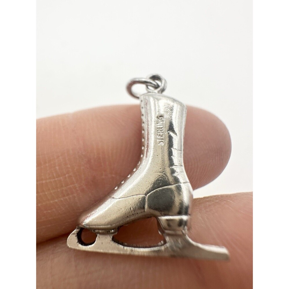 925 Sterling Silver Vintage Ice Skating Shoe 3D Charm Pendant